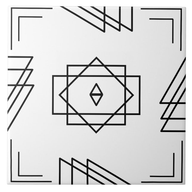 Art Deco Geometric Ceramic Tile Kakelplatta (Framsidan)