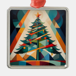 Art Deco Geometric Christmas Tree Triangle Julgransprydnad Metall