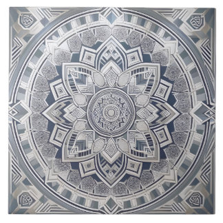 Art Deco Geometric Circle Linjer Alla skuggor Gråt Kakelplatta