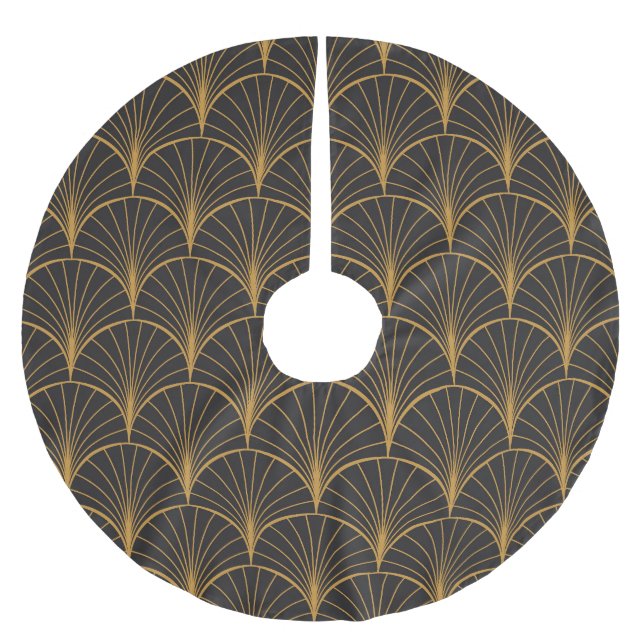 Art Deco Geometric Circles Mönster Julgransmatta Borstad Polyester (Framsidan)