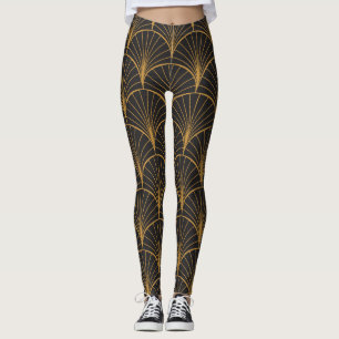Art Deco Geometric Circles Mönster Leggings