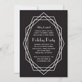 Art Deco Geometric Corporate Julfest Black Inbjudningar