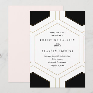 Art Deco Geometric Diamond Wedding bjudande Inbjudningar