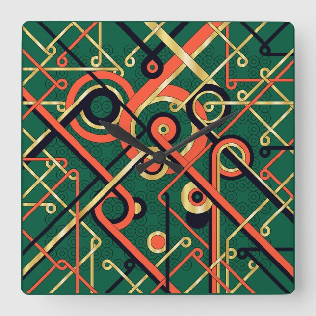 Art Deco Geometric Fyrkantig Klocka (Framsida)