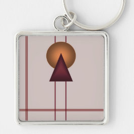 Art Deco Geometric Fyrkantig Silverfärgad Nyckelring