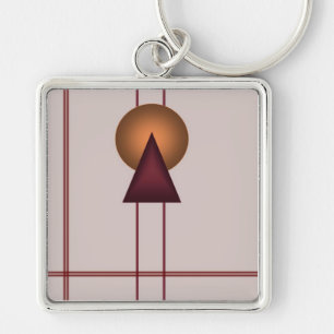 Art Deco Geometric Fyrkantig Silverfärgad Nyckelring