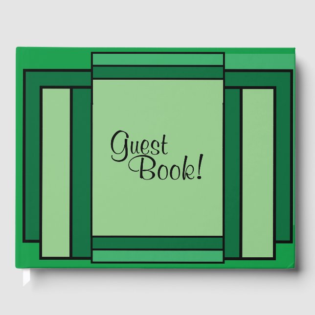Art Deco Geometric Grönt Black Guest Bok (Framsida)