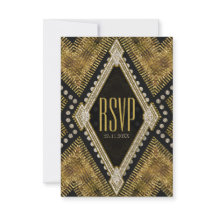 Art Deco Geometric Guld Black OSA kort