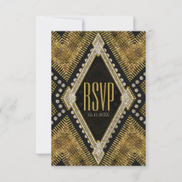 Art Deco Geometric Guld Black OSA kort