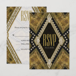Art Deco Geometric Guld Black OSA kort
