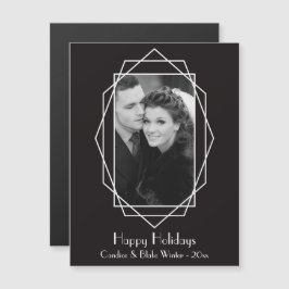 Art Deco Geometric Helgdag Photo Magnet Black