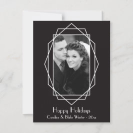 Art Deco Geometric Helgdag Photo Magnet Black