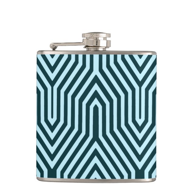 Art Deco Geometric - indigo och isblått Fickplunta (Framsidan)