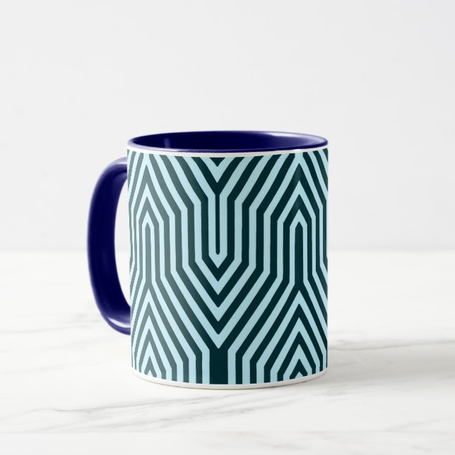 Art Deco Geometric - indigo och isblått Mugg (Framsida vänster)