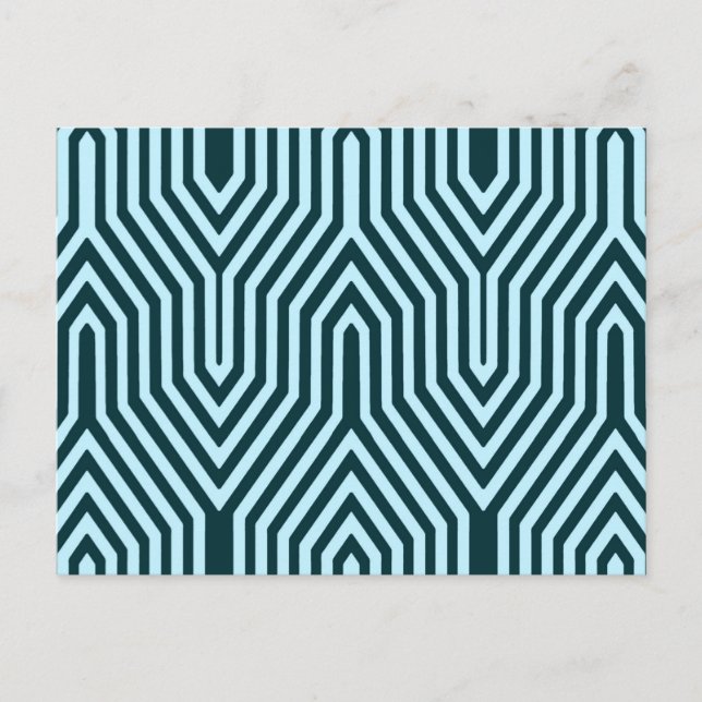 Art Deco Geometric - indigo och isblått Vykort (Framsida)