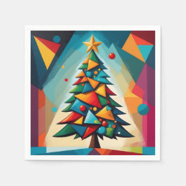 Art Deco Geometric Julgran Triangle Heaven Pappersservett