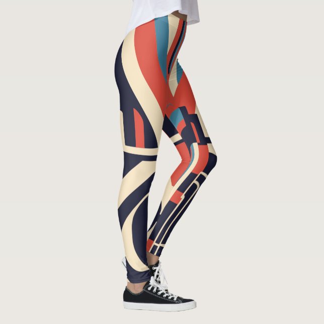 Art Deco Geometric Leggings för 4 juli (Höger)