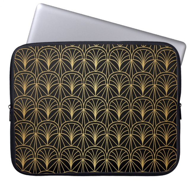 Art Deco Geometric Minimalistic Mönster Laptop Fodral (Framsidan)