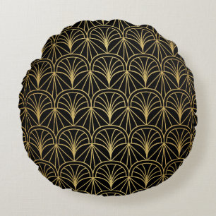 Art Deco Geometric Minimalistic Mönster Rund Kudde