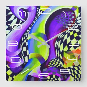 Art Deco Geometric Mönster Fyrkantig Klocka