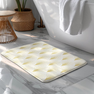 Art Deco Geometric Mönster i Guld & White Badrumsmatta