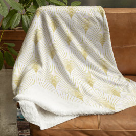 Art Deco Geometric Mönster i Guld & White Fleecefilt