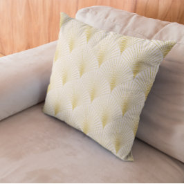 Art-deco Geometric Mönster i Guld & White Kudde