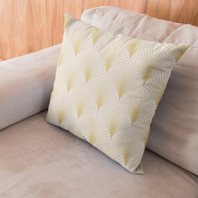 Art-deco Geometric Mönster i Guld & White Kudde (Skapare uppladdad)
