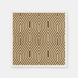 Art Deco Geometric - mörk brun och brunt Pappersservett