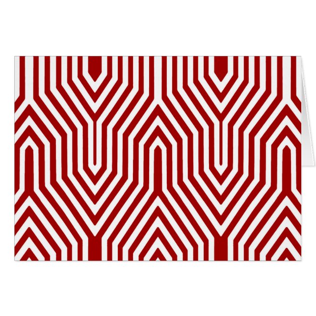 Art Deco Geometric - mörk röd och vit OBS Kort (Framsidan Horizontal)