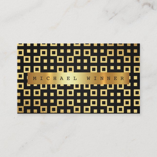 Art Deco Geometric Ornament Vip Golden Blue Foil Visitkort (Framsida)