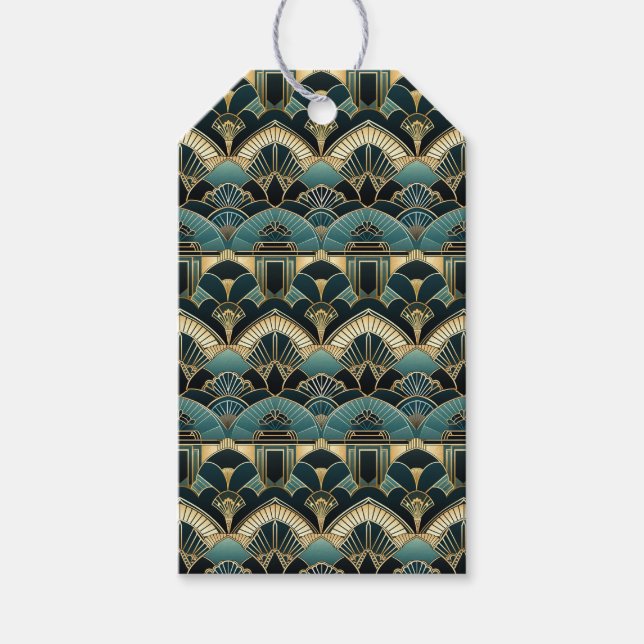Art Deco Geometric Patterned Presentetikett (Framsidan)