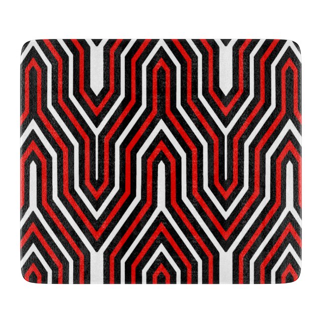 Art Deco Geometric - rött, svart och vitt (Framsidan)