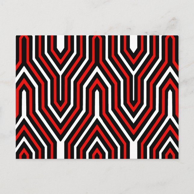 Art Deco Geometric - rött, svart och vitt Vykort (Framsida)
