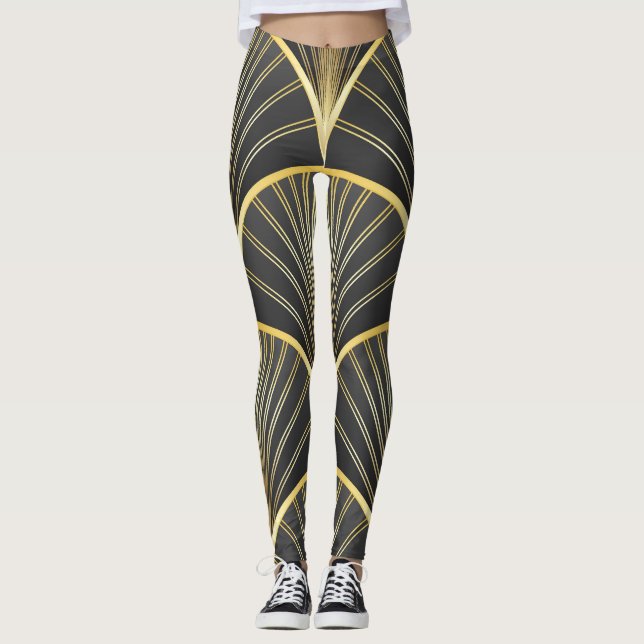 Art Deco Geometric Struktur Illustration Leggings (Framsida)