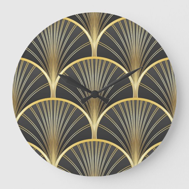 Art Deco Geometric Struktur Illustration Stor Klocka (Framsida)