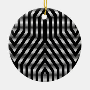Art Deco Geometric - svart och vitt Julgransprydnad Keramik