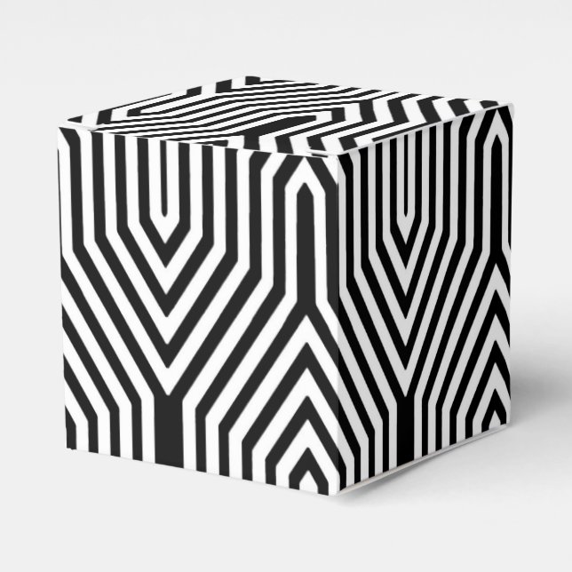 Art Deco Geometric - svart och vitt Presentaskar (Framsidan Sidan)