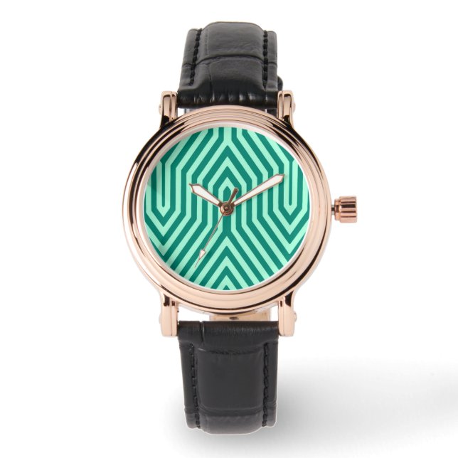 Art Deco Geometric - turkos och aqua Armbandsur (Framsida)