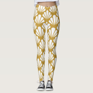 Art Deco, geometrisk blommigt sömlös mönster. Leggings