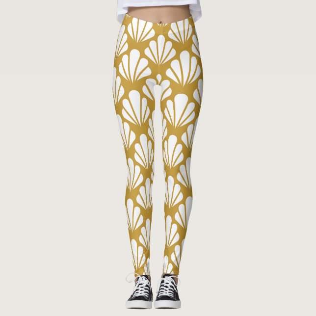 Art Deco, geometrisk blommigt sömlös mönster. Leggings (Framsida)
