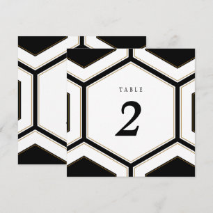 Art Deco Geometrisk Diamant Bröllops Bord Nummer Inbjudningar