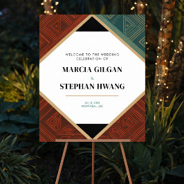 Art Deco Geometrisk Diamantram Välkomstskylt Poster