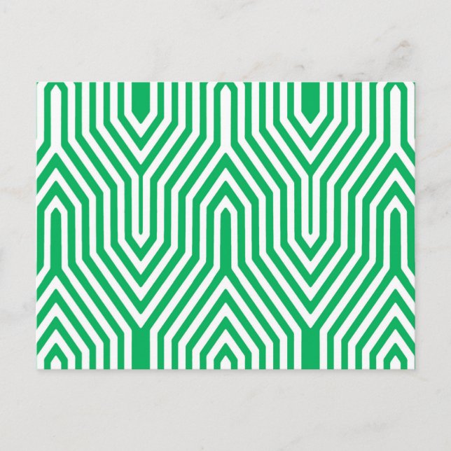 Art Deco Geometrisk - jade grön och vit Vykort (Framsida)