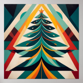 Art Deco Geometrisk Jul Gröna Grenar Poster