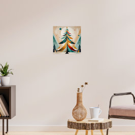 Art Deco Geometrisk jul med fjädergrenar Poster
