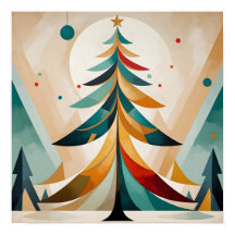 Art Deco Geometrisk jul med fjädergrenar