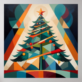 Art Deco Geometrisk Julgran Triangel Poster