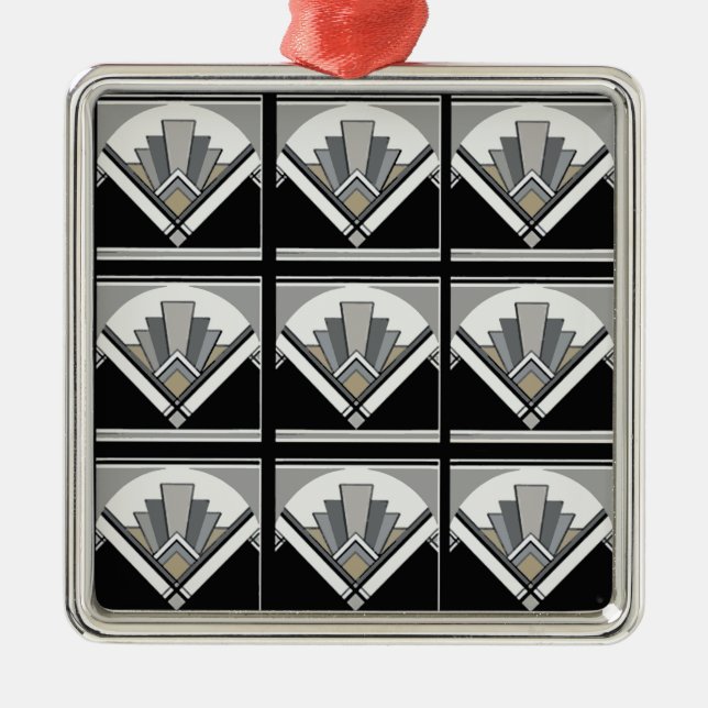 Art Deco geometrisk Julgransprydnad Metall (Framsidan)