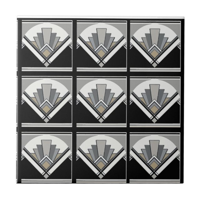 Art Deco geometrisk Kakelplatta (Framsidan)